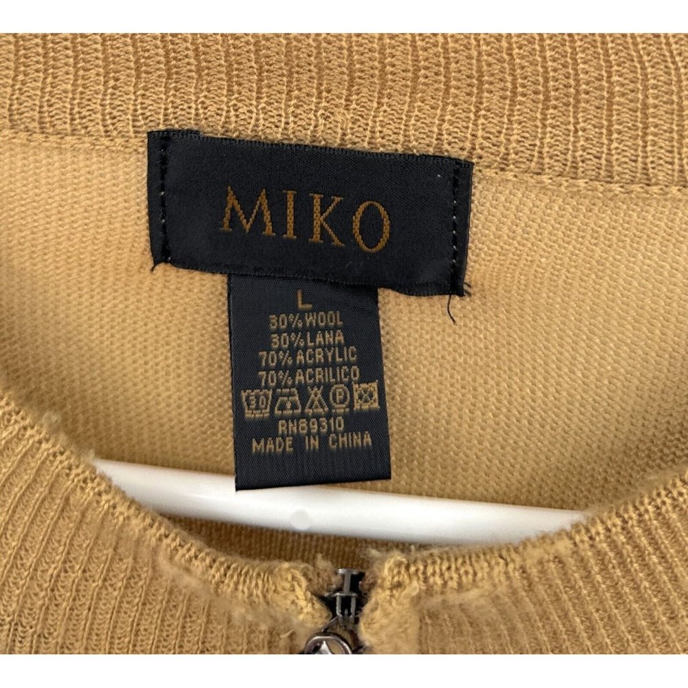 Miko 1/4 Zip Pullover Knit Sweater Men's L Long Sleeve Brown Multi Patchwork - Picture 2 of 6